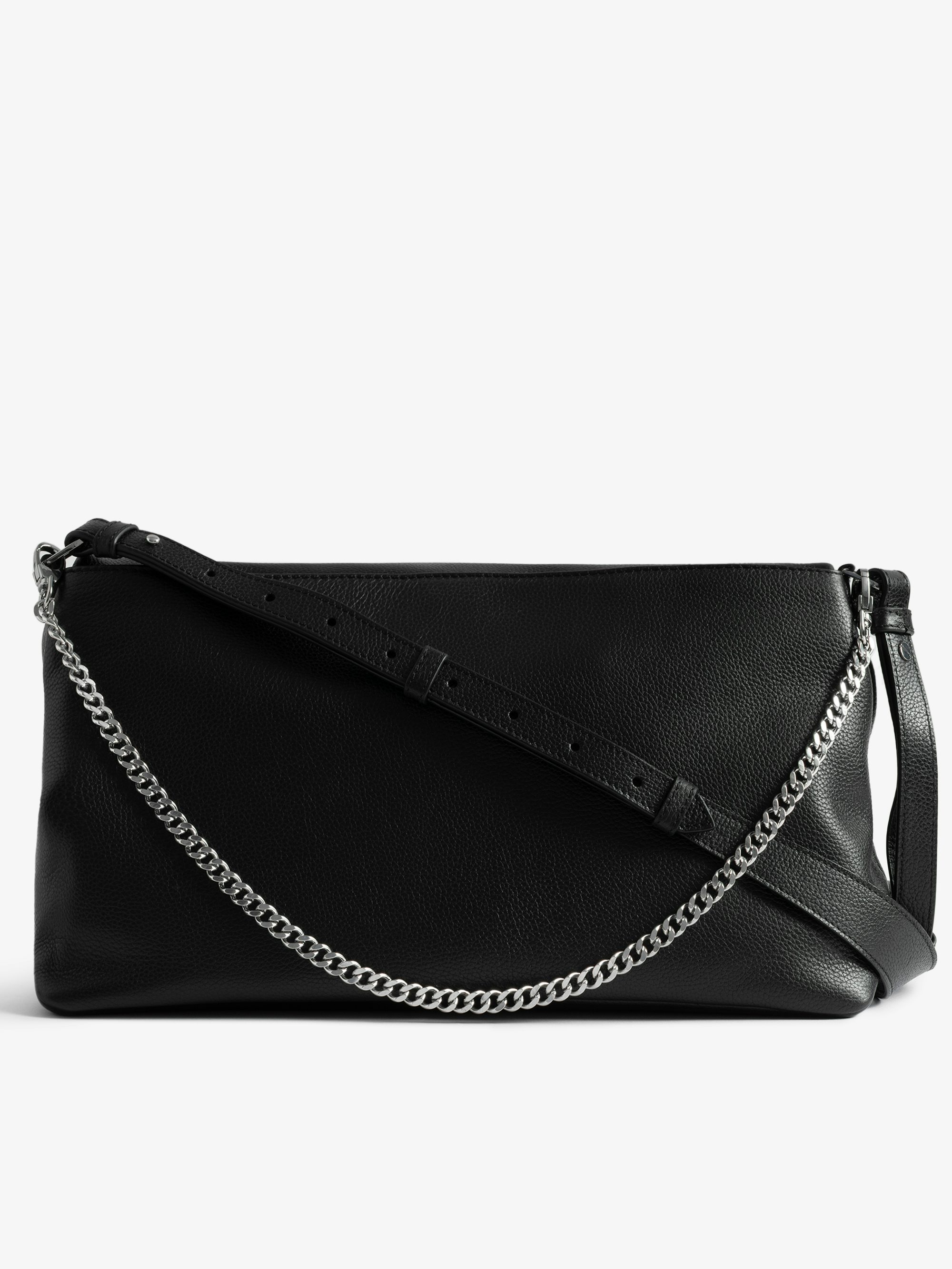 Rocky XL Bag - Grained leather shoulder bag with chain and signature wings.